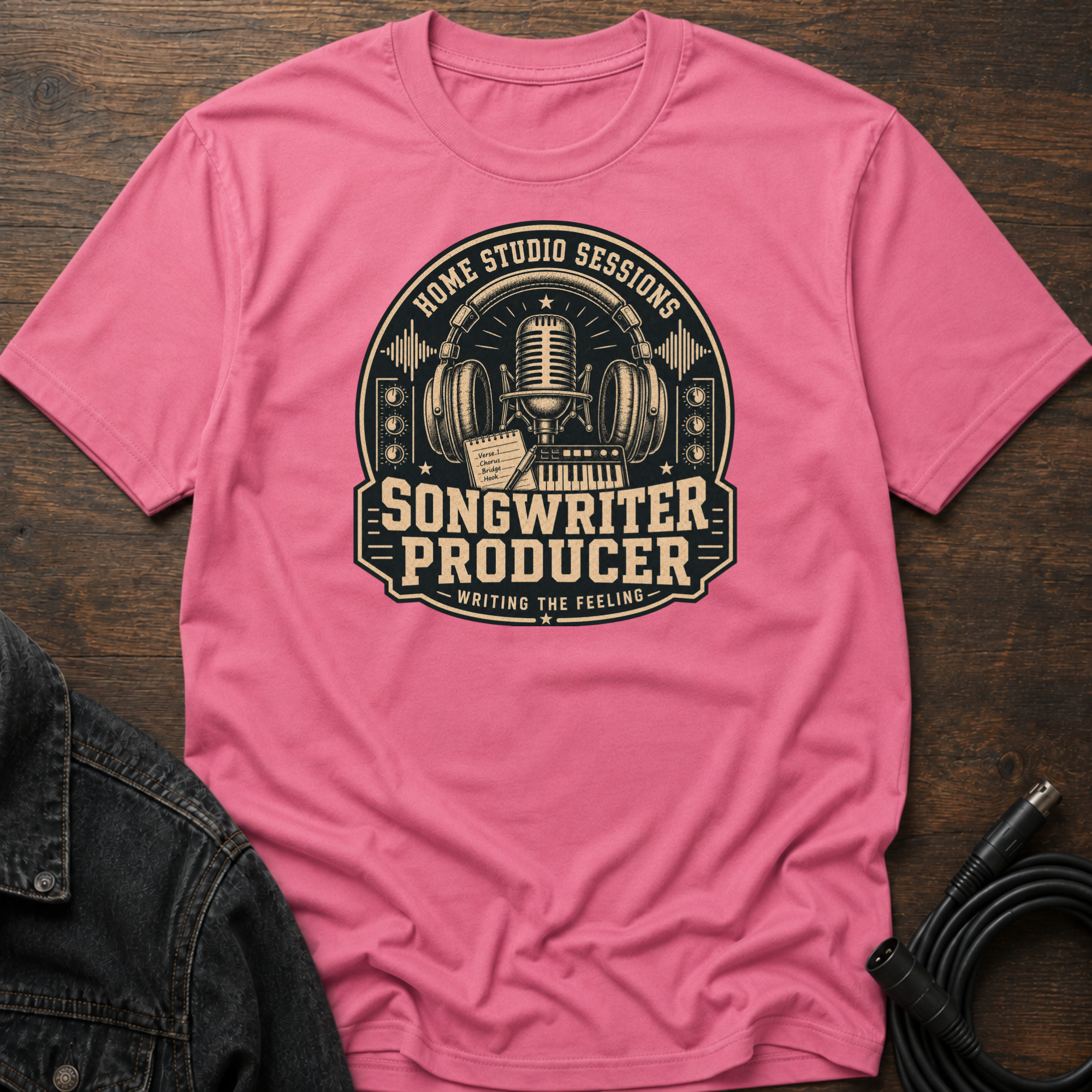 Home Studio Sessions-Songwriter Producer-Dark BG T-Shirt