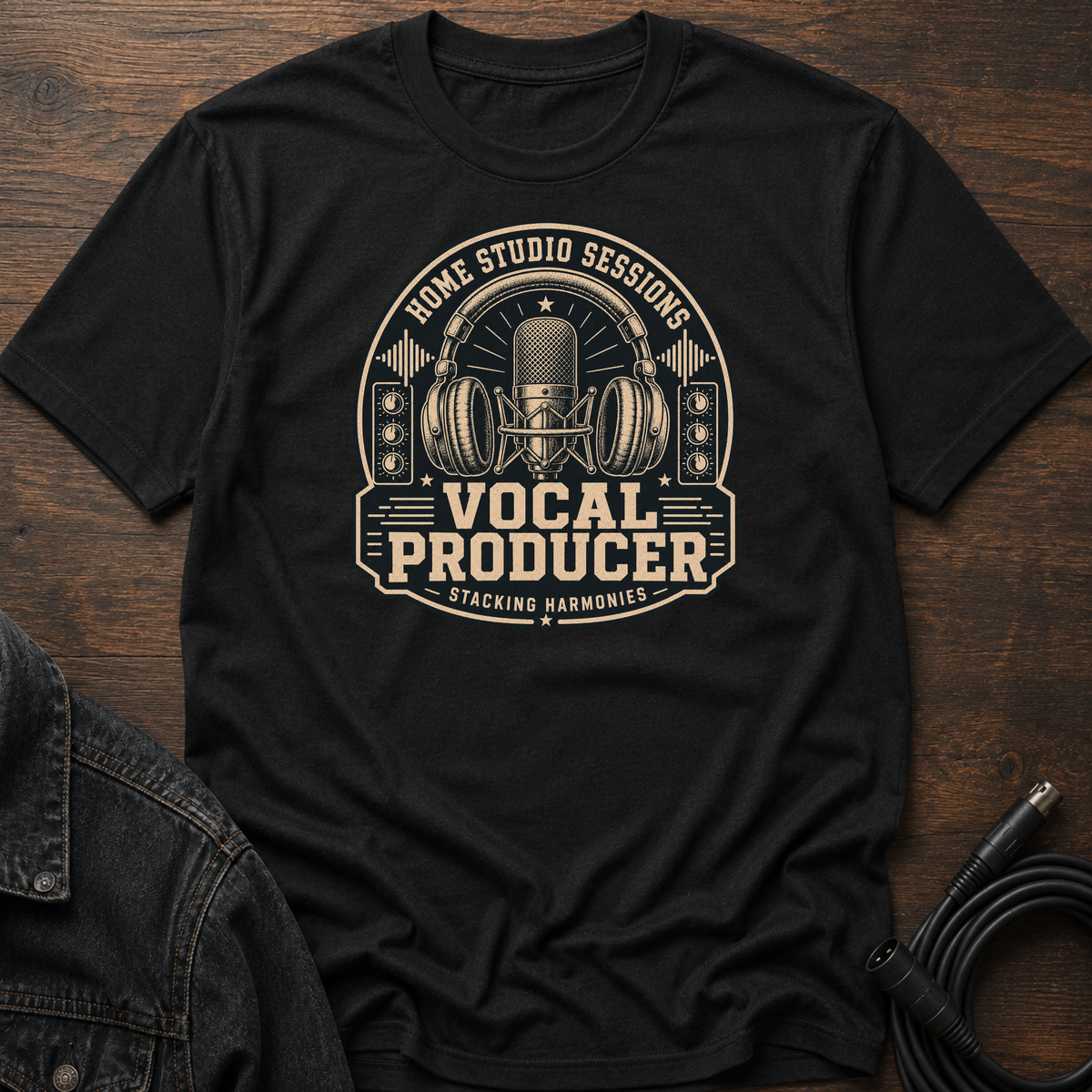 Home Studio Sessions-Vocal Producer-Dark BG T-Shirt
