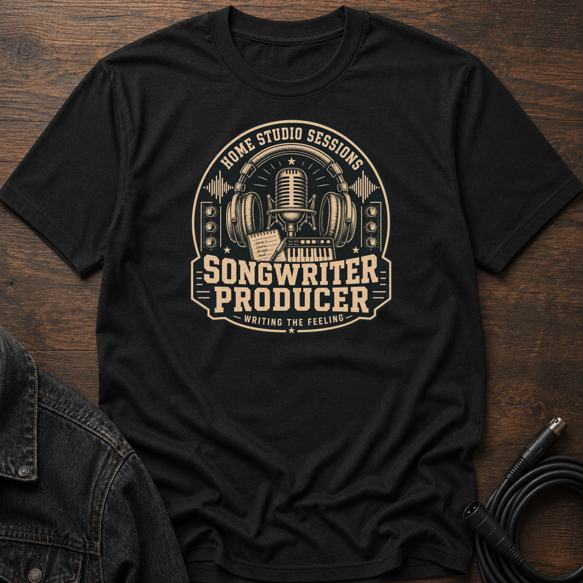 Home Studio Sessions-Songwriter Producer-Dark BG T-Shirt