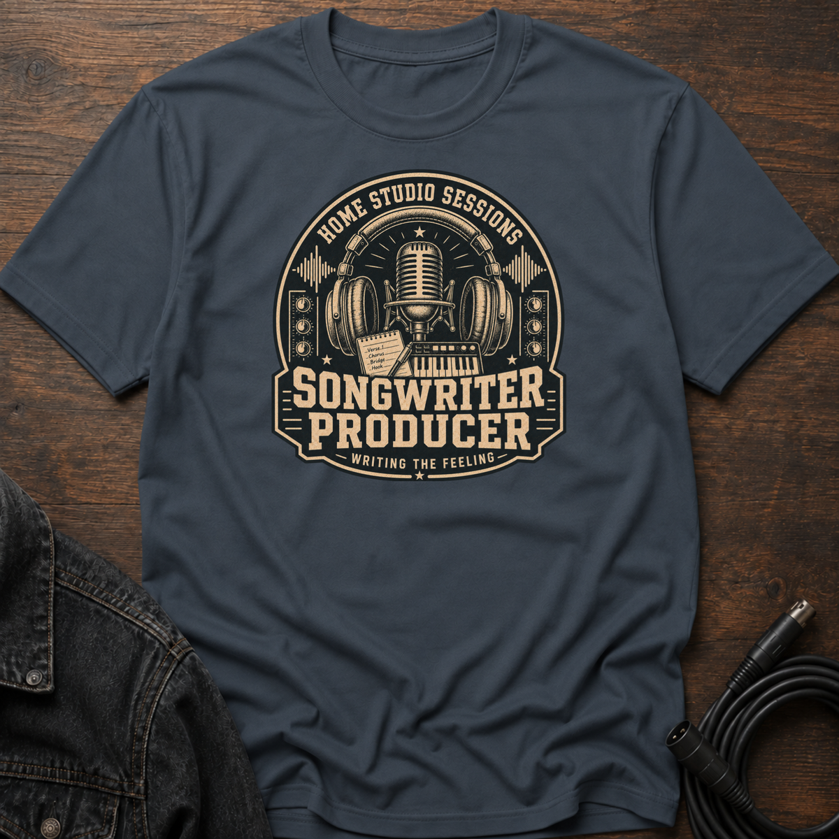Home Studio Sessions-Songwriter Producer-Dark BG T-Shirt