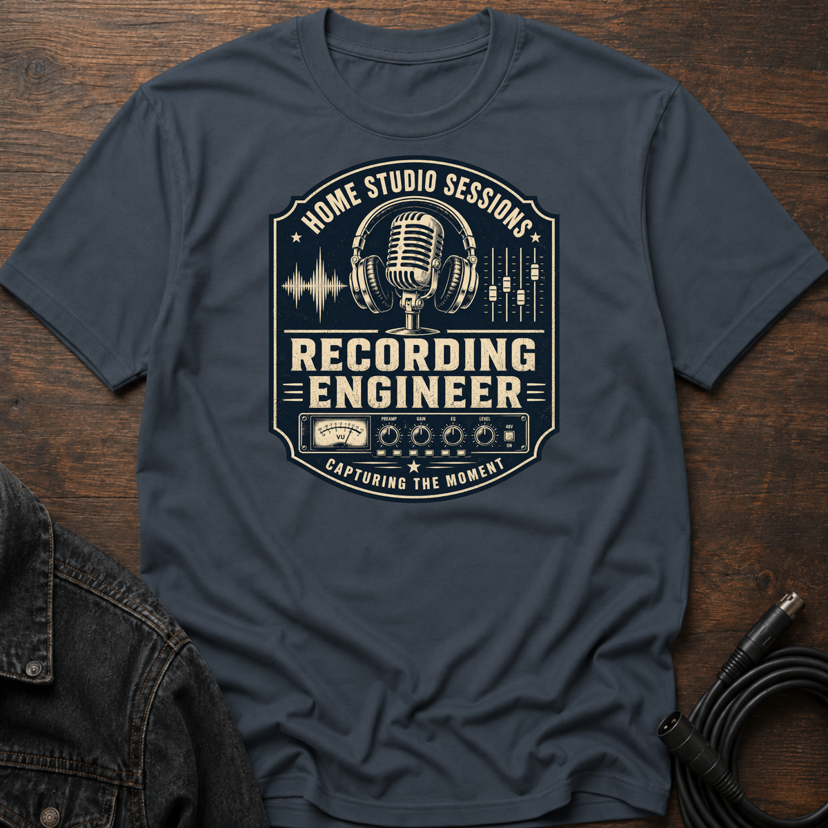 Home Studio Sessions-Recording Engineer-Dark BG T-Shirt