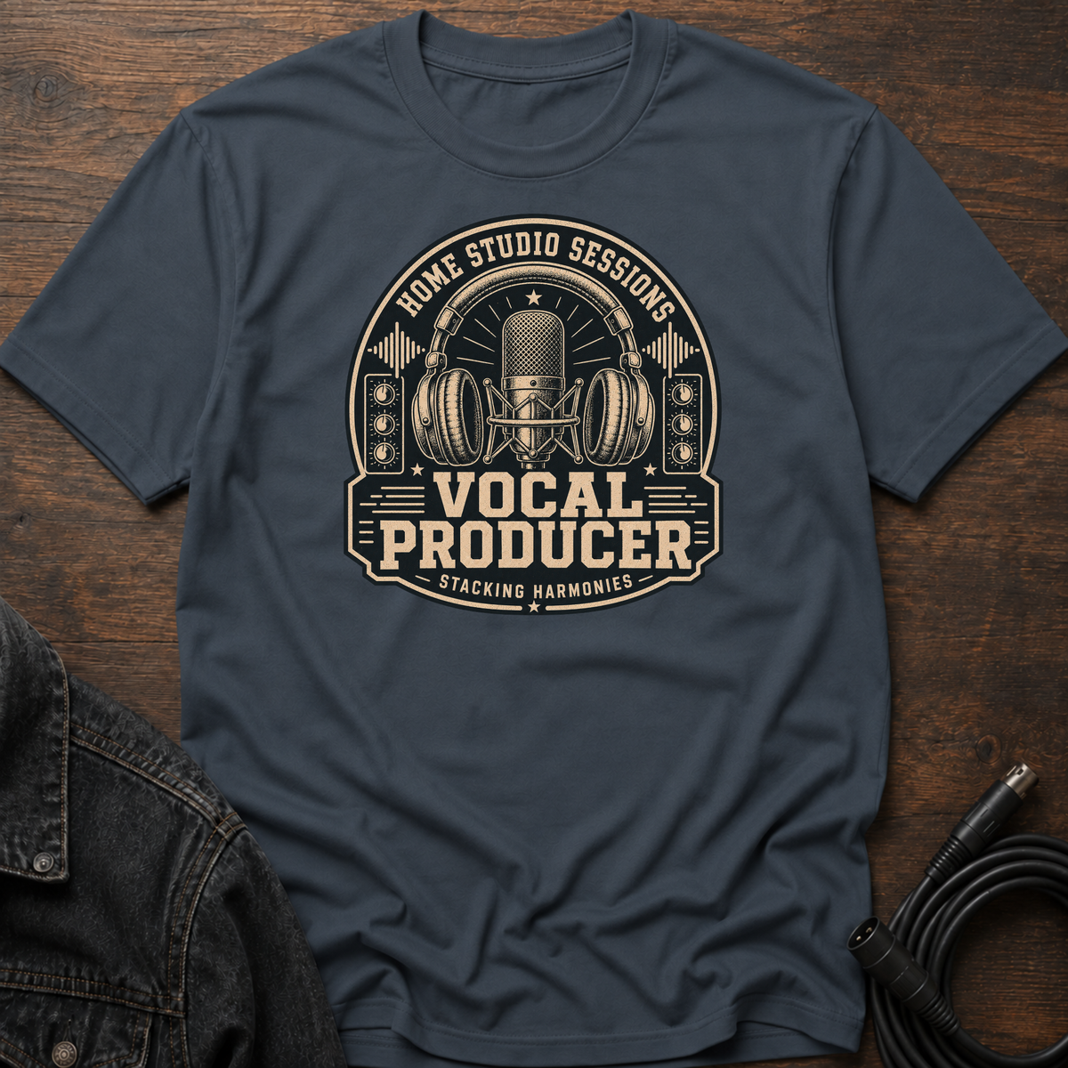 Home Studio Sessions-Vocal Producer-Dark BG T-Shirt