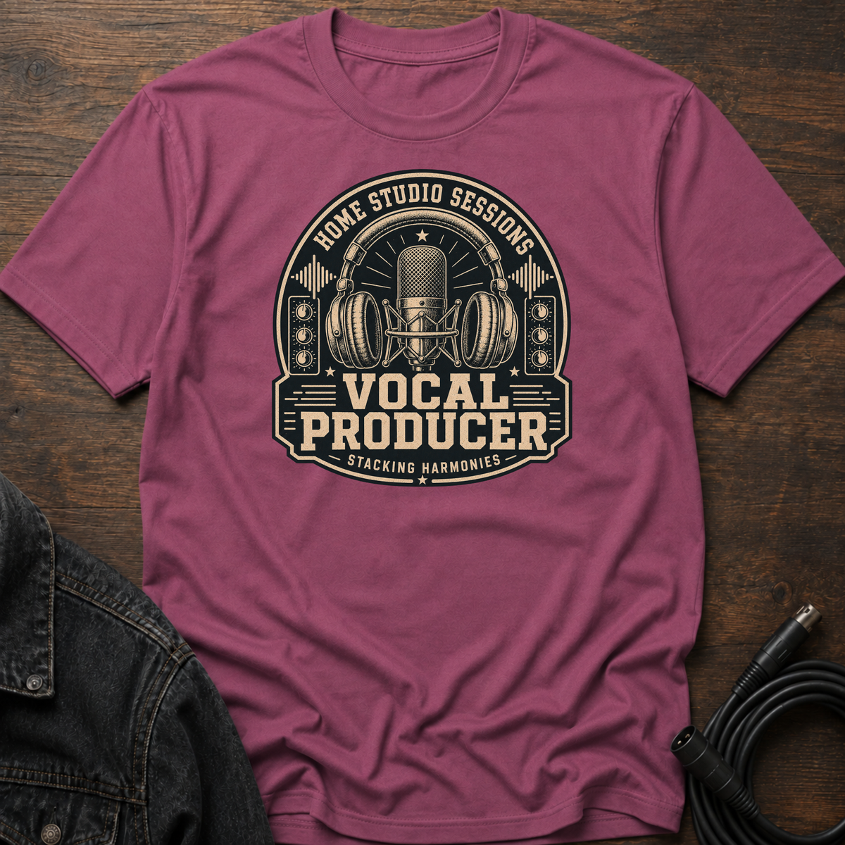 Home Studio Sessions-Vocal Producer-Dark BG T-Shirt