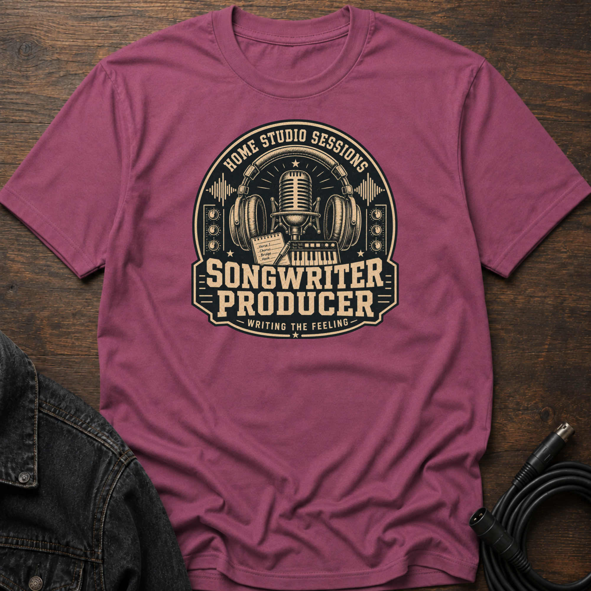 Home Studio Sessions-Songwriter Producer-Dark BG T-Shirt