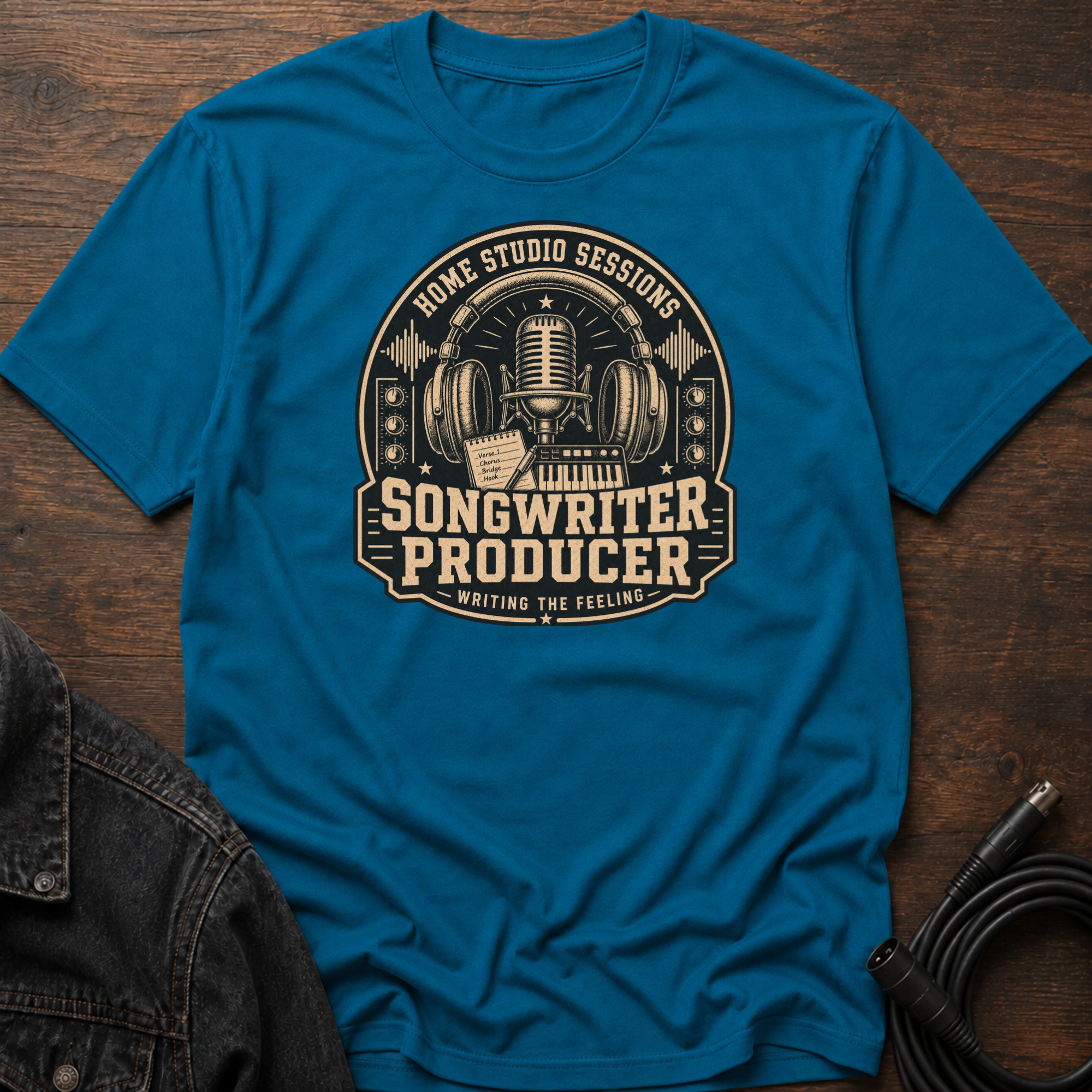 Home Studio Sessions-Songwriter Producer-Dark BG T-Shirt