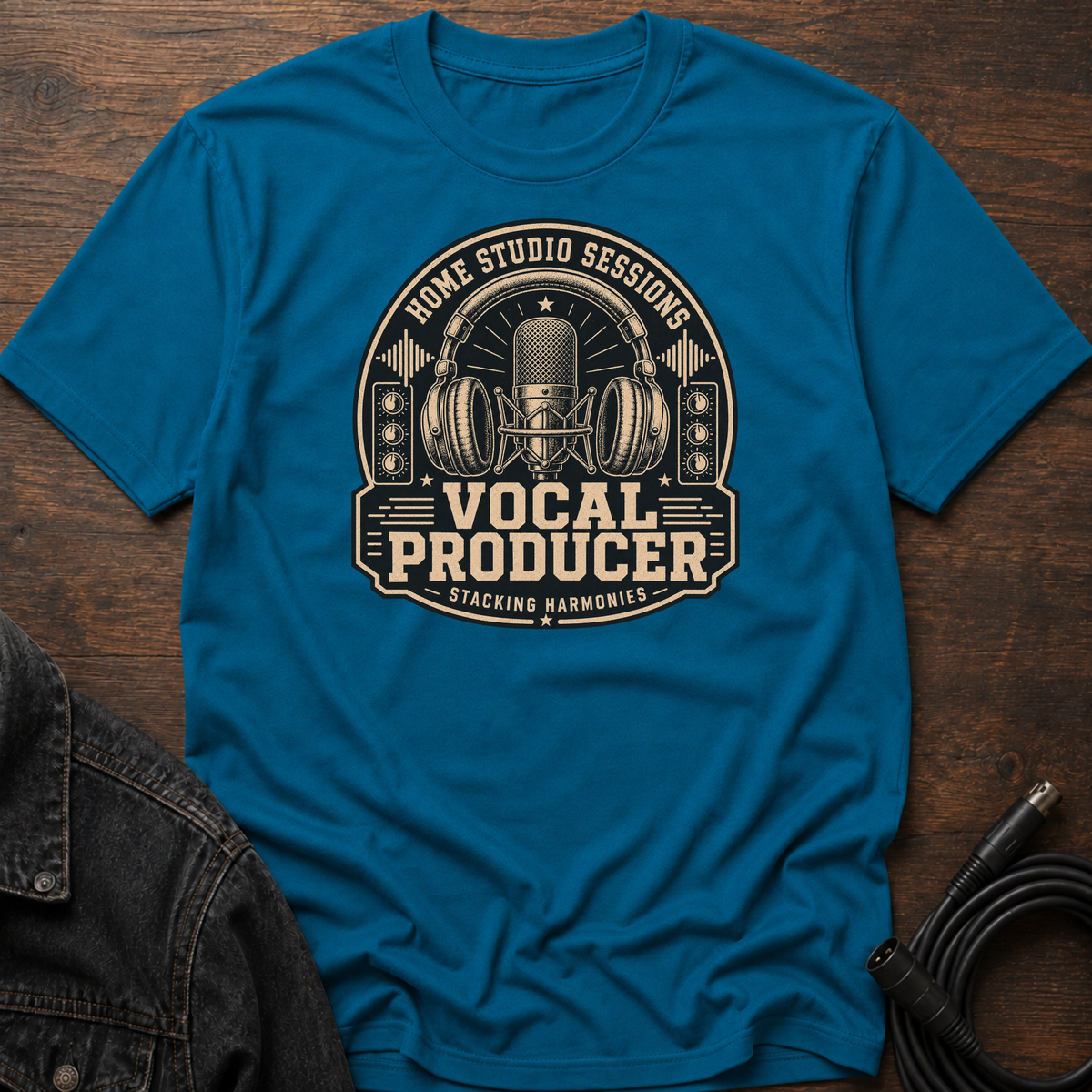Home Studio Sessions-Vocal Producer-Dark BG T-Shirt