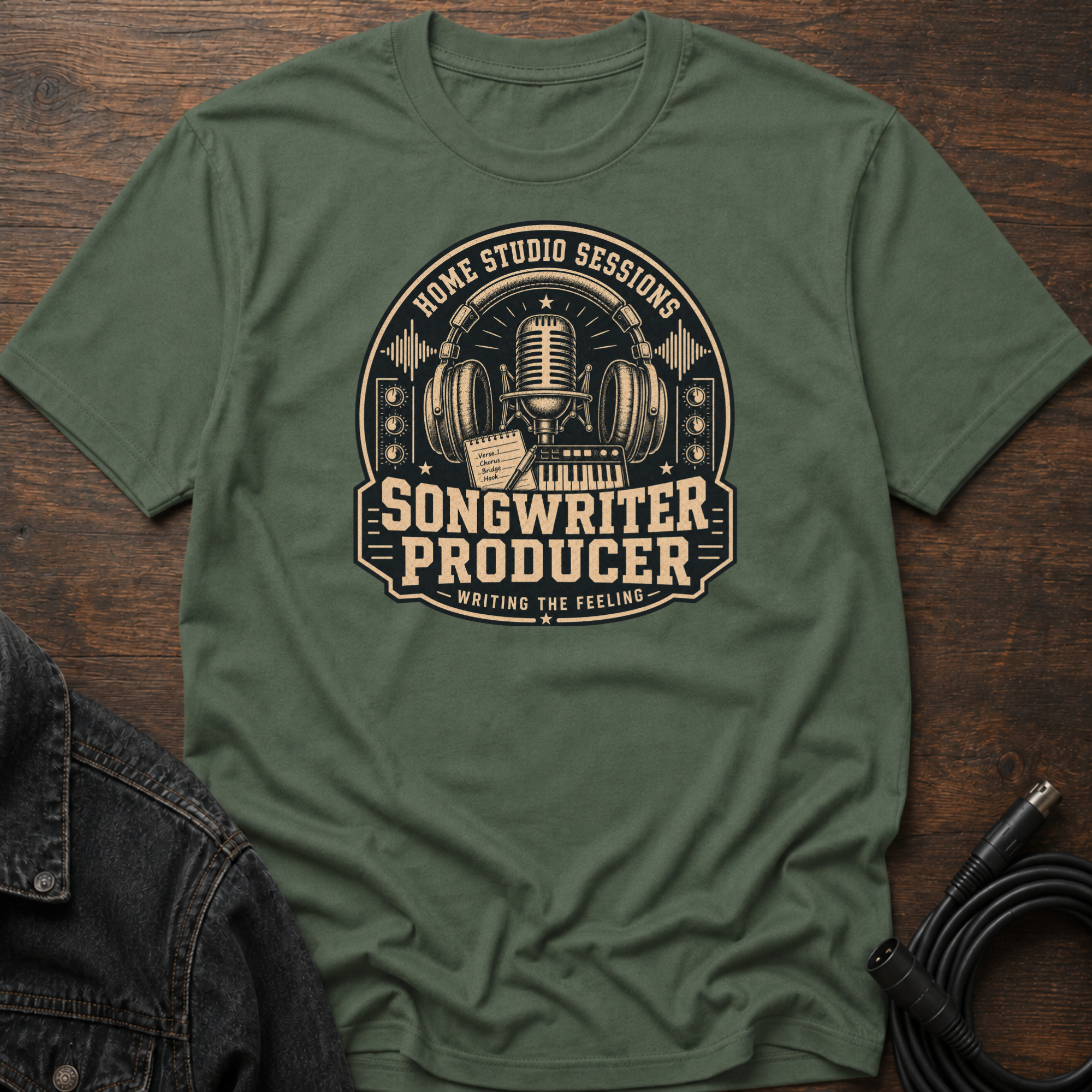 Home Studio Sessions-Songwriter Producer-Dark BG T-Shirt