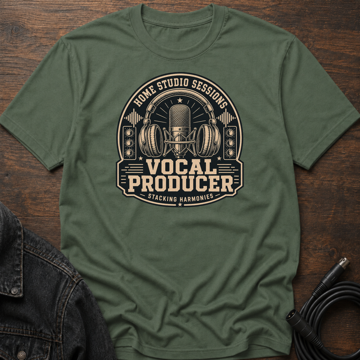 Home Studio Sessions-Vocal Producer-Dark BG T-Shirt