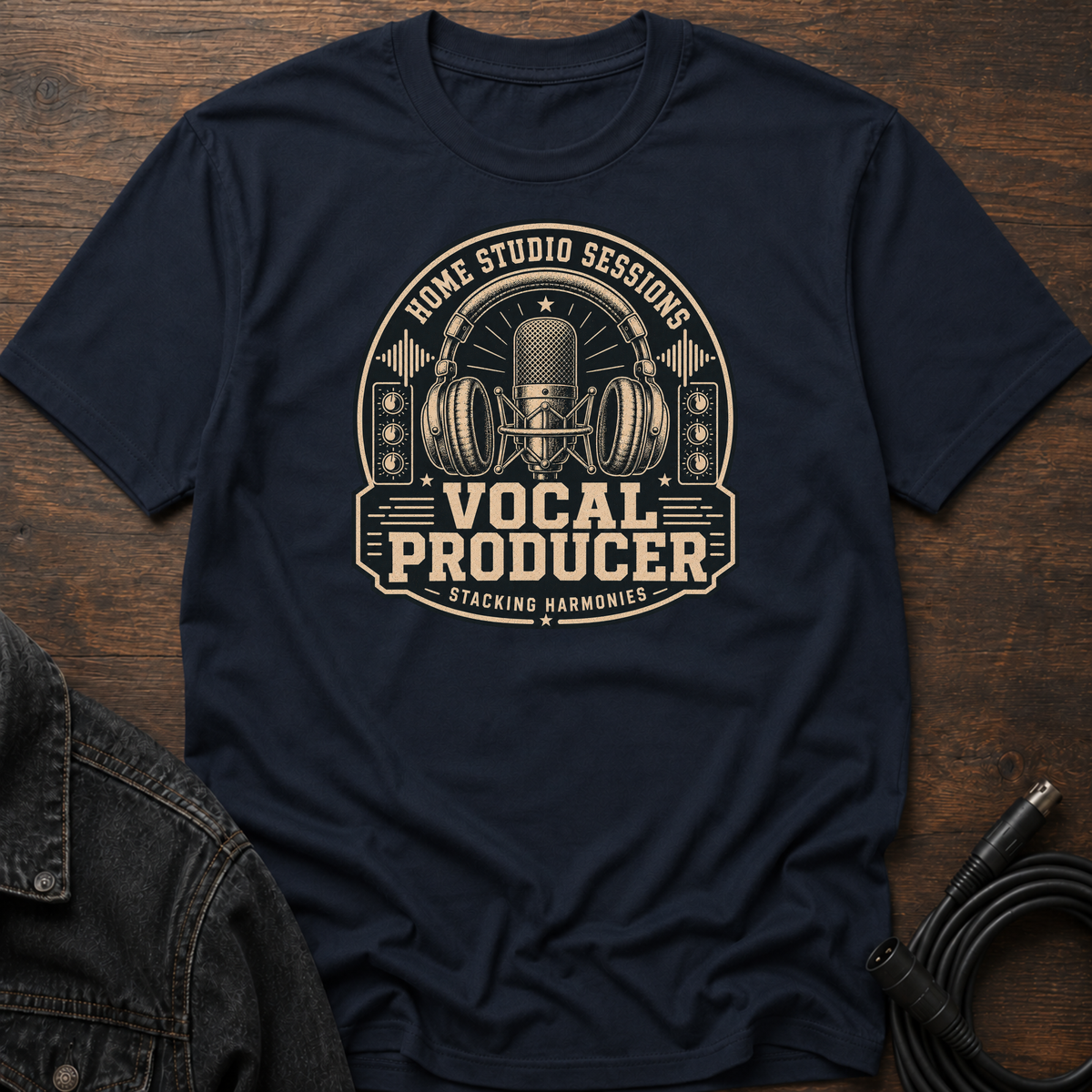 Home Studio Sessions-Vocal Producer-Dark BG T-Shirt