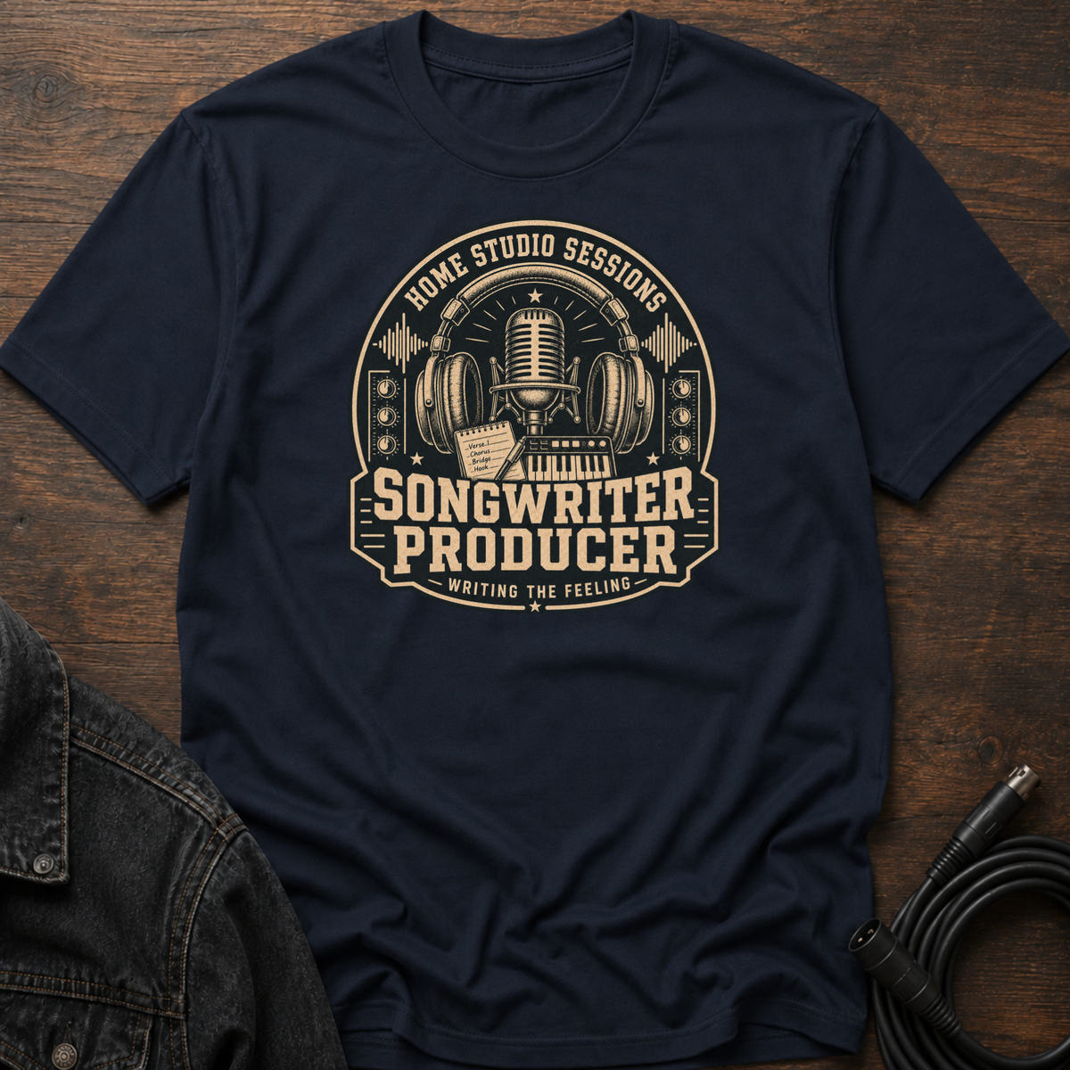 Home Studio Sessions-Songwriter Producer-Dark BG T-Shirt